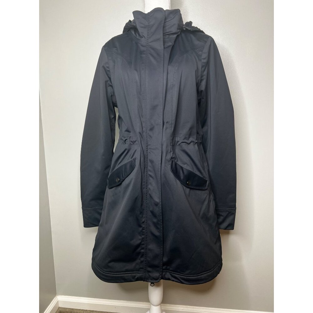 Athleta Black Hooded Chills Parka Jacket Coat